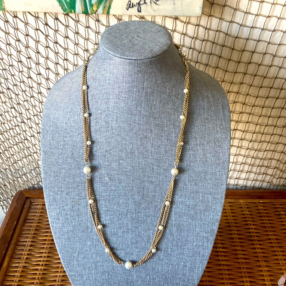 Vintage EMMONS ADJUSTABLE MULTI STRAND & FAUX PEARLS NECKLACE